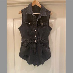 SHEIN Denim Romper Cutoff Black Sz M, HOT!